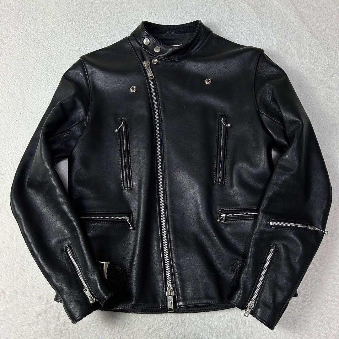 【特別セール品】 美品 レザー UK ライダースジャケット ダブル 666 ステアハイド ジャケット・アウター