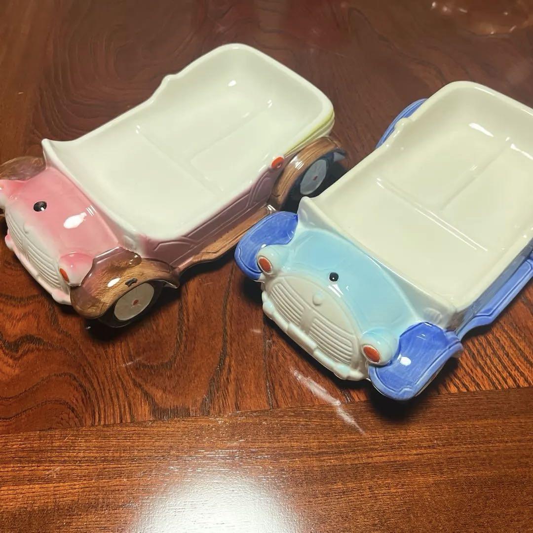 昭和レトロ 車 ランチプレート 青とピンク