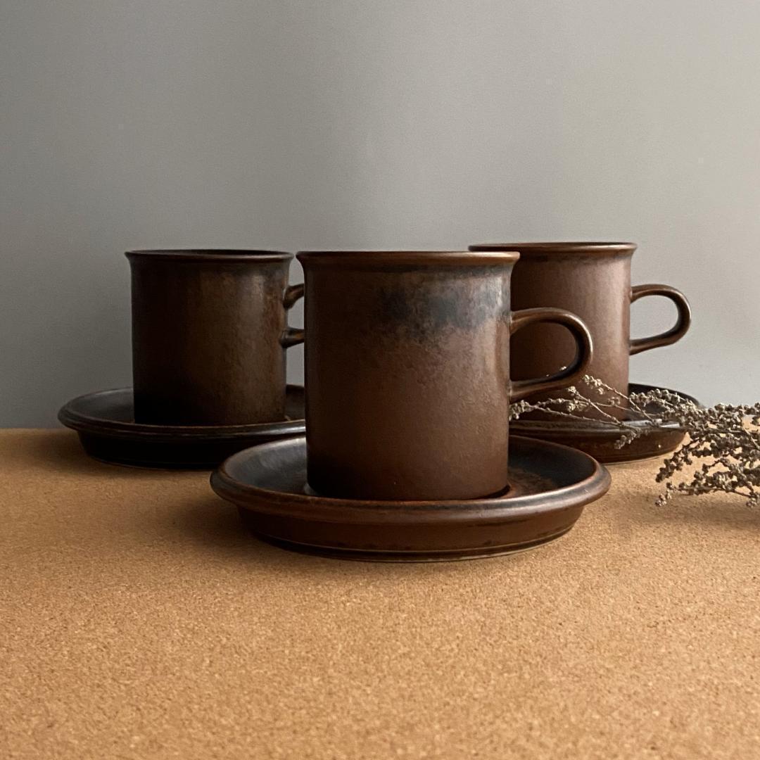 ＊北欧 ヴィンテージ＊ アラビア ルスカ コーヒーカップ＆ソーサー 3客 PQR