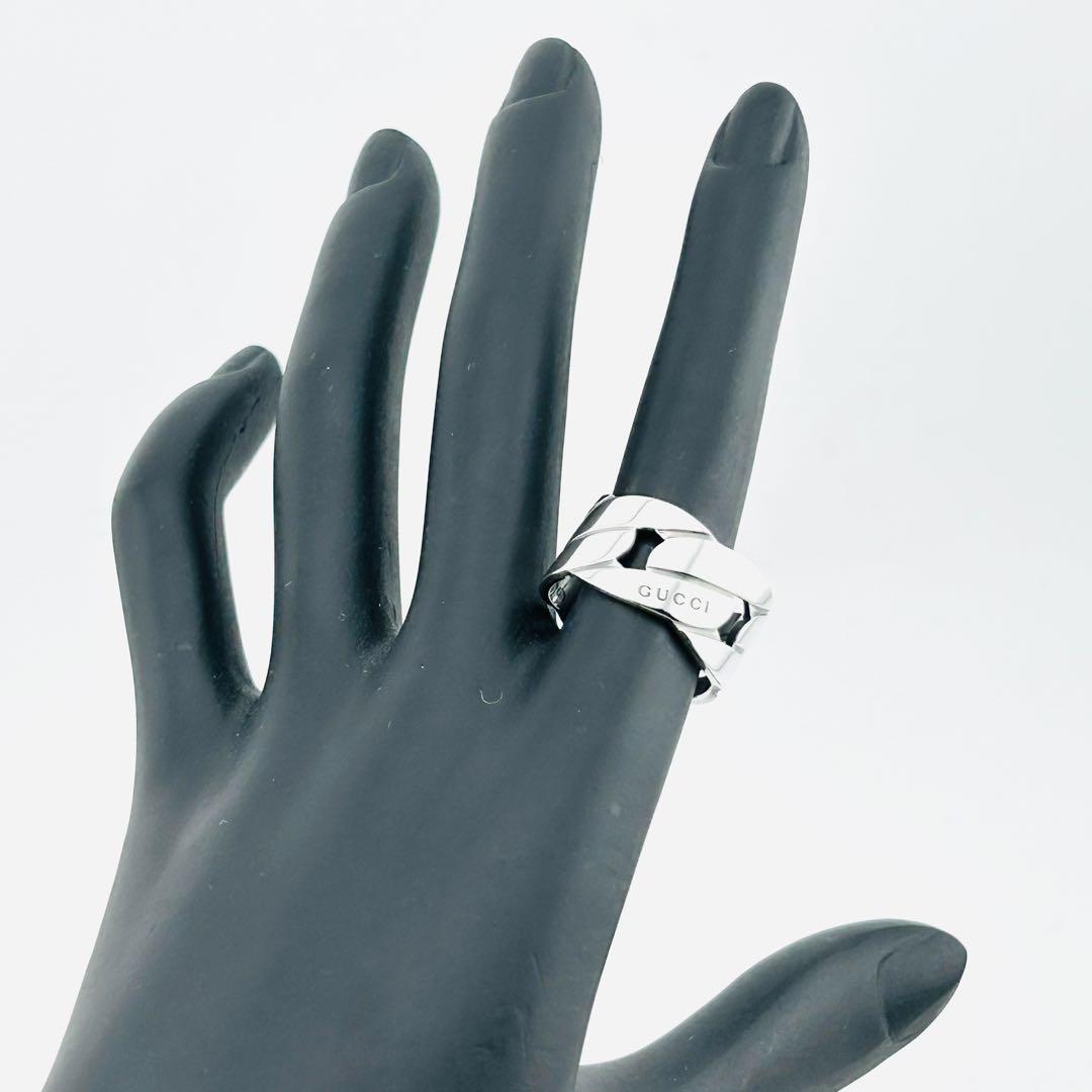 【美品】 GUCCI リング　チェーンモチーフ　シルバー　19号　229