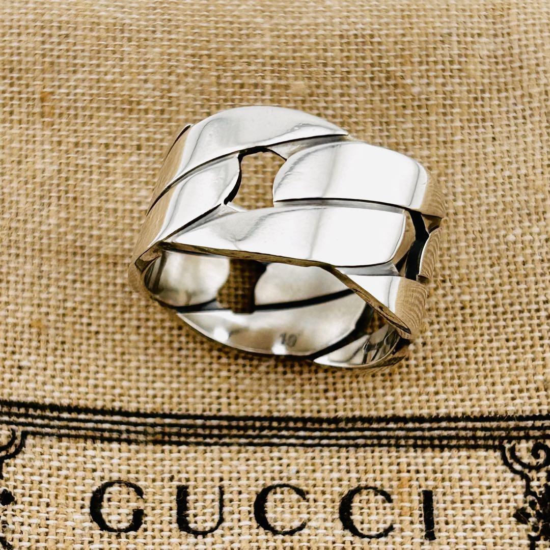 【美品】 GUCCI リング　チェーンモチーフ　シルバー　19号　229