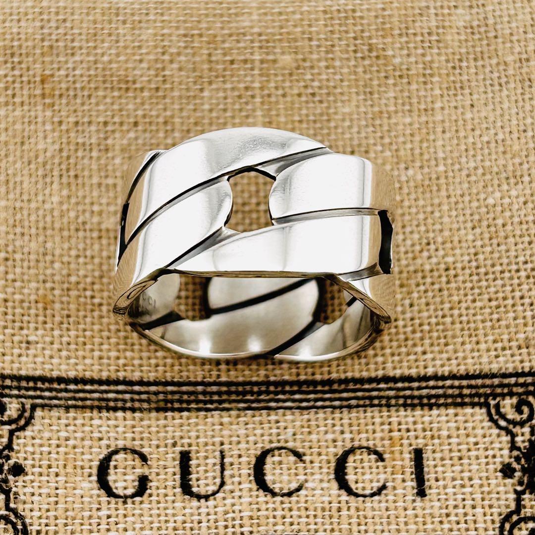 【美品】 GUCCI リング　チェーンモチーフ　シルバー　19号　229