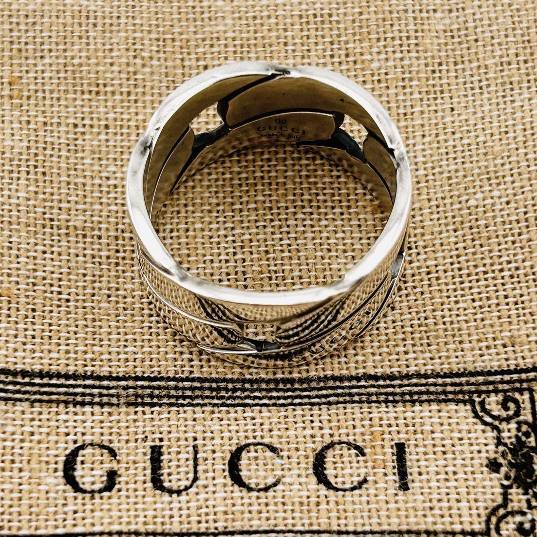 【美品】 GUCCI リング　チェーンモチーフ　シルバー　19号　229