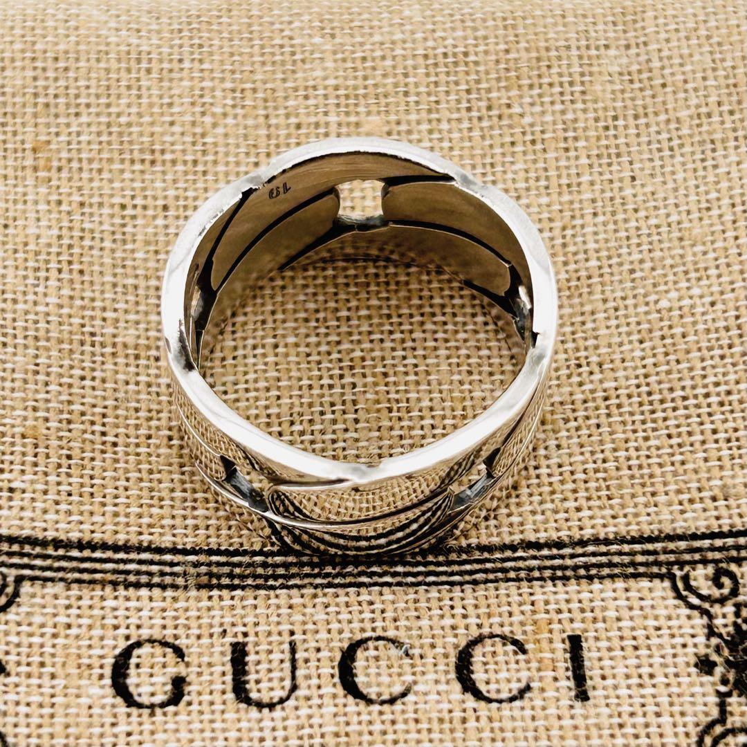 【美品】 GUCCI リング　チェーンモチーフ　シルバー　19号　229