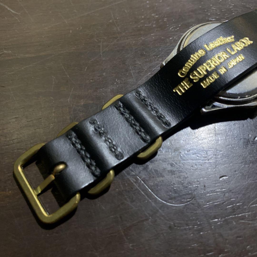 新品タグ付SUPERIOR LABORシュペリオールレイバー 時計付き革ベルト