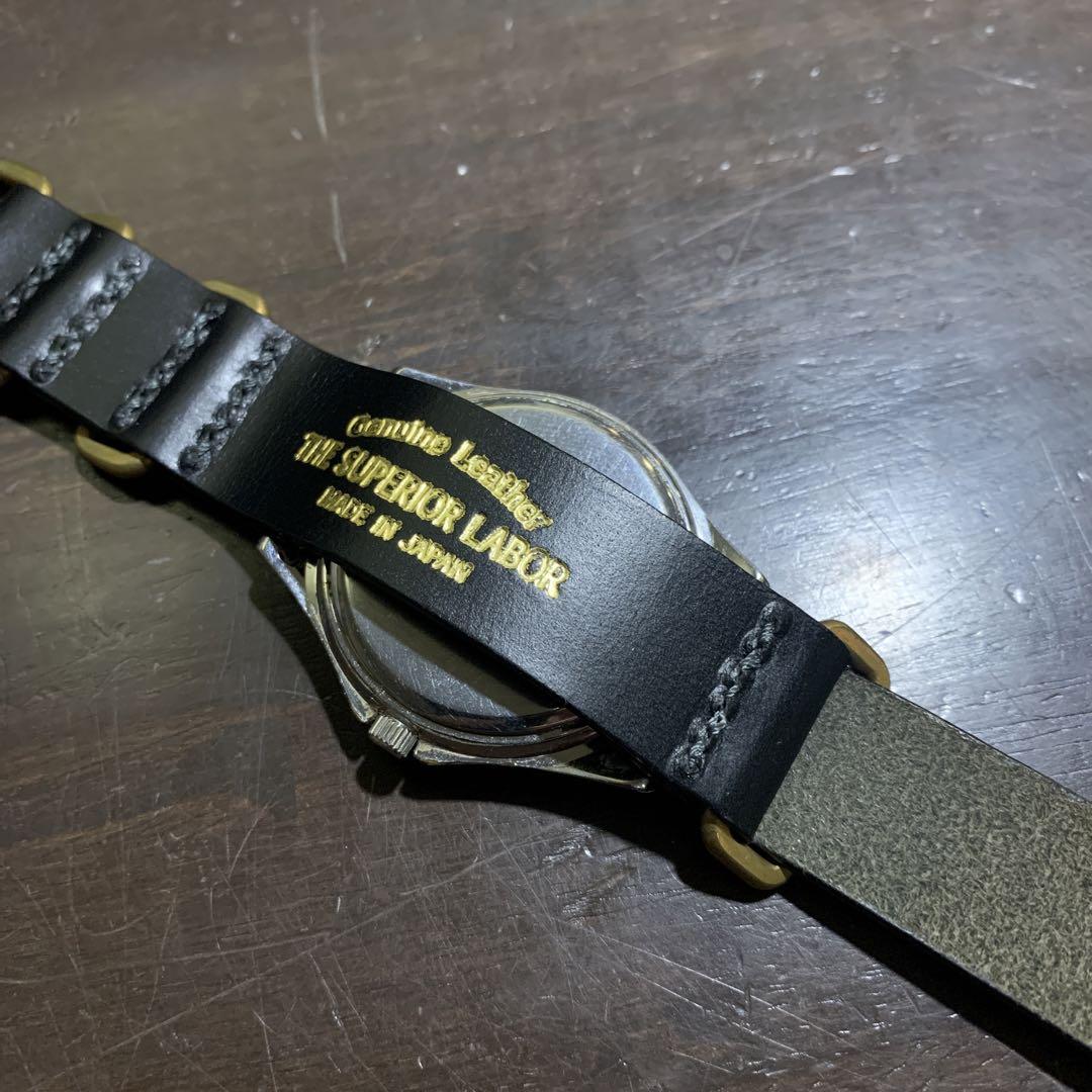 新品タグ付SUPERIOR LABORシュペリオールレイバー 時計付き革ベルト