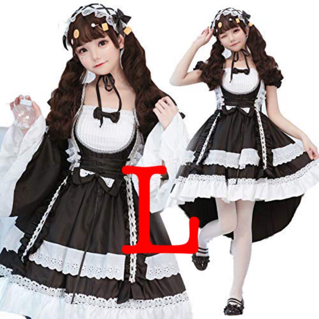 超特価新品 Angel様専用 L ゴスロリブラックワンピース2点 JKA3H-m44736171189 LL フリルエプロン 100%新品大人気