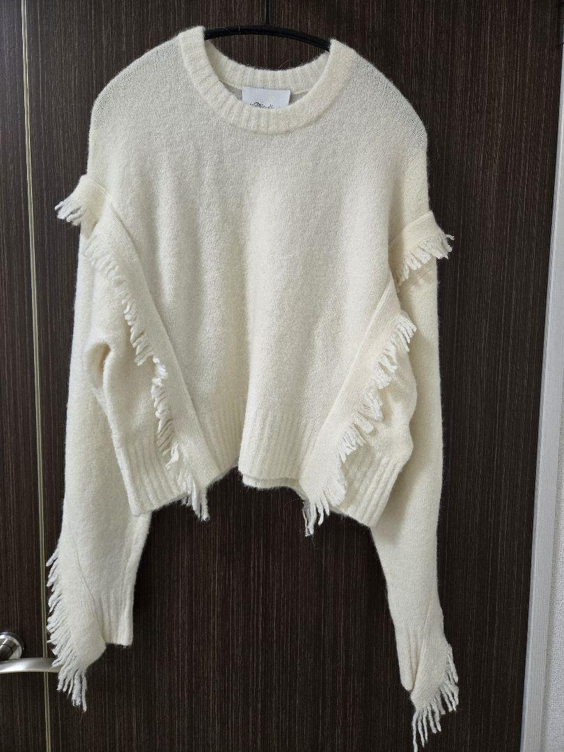 美品★3.1フィリップリム★XS　フリンジショートセーター　白