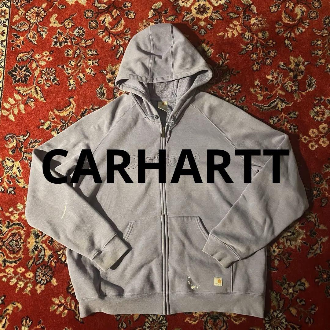 00s carhartt フルジップパーカー　フロントロゴ　薄紫