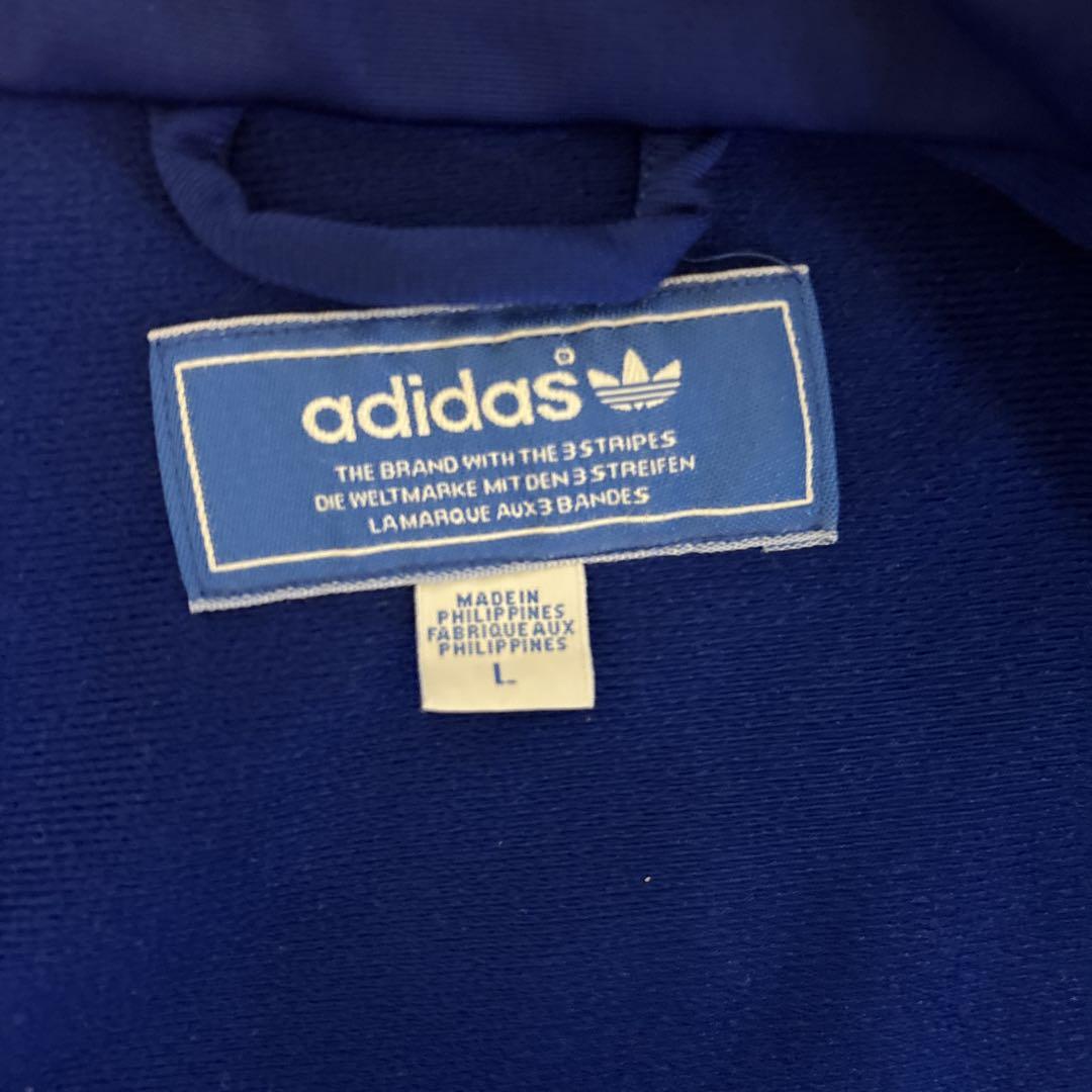 adidas 青 トラックジャケット　L トレフォイルロゴ