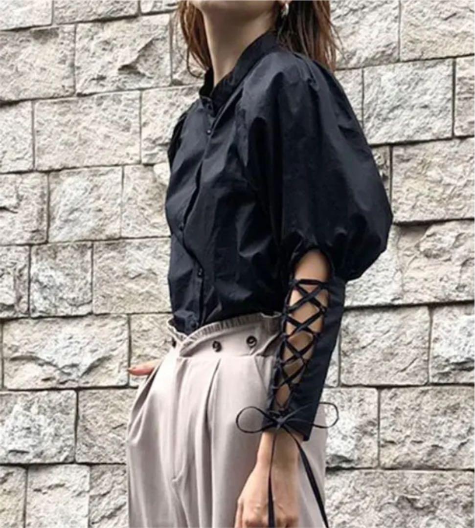 ameri vintage LACE UP SLEEVE BLOUSE