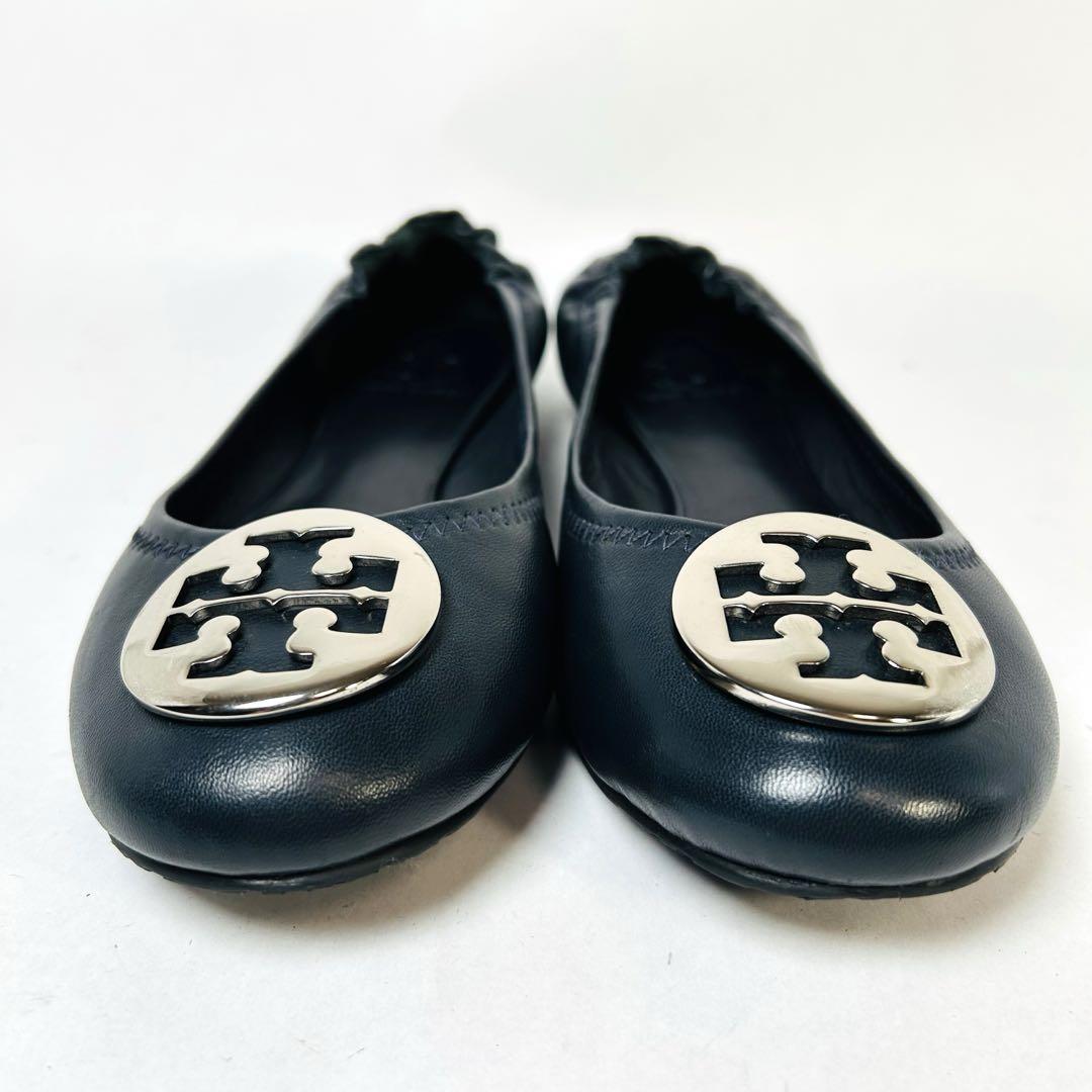 【美品】TORYBURCH トリーバーチ 8M(25) バレエシューズ ネイビー