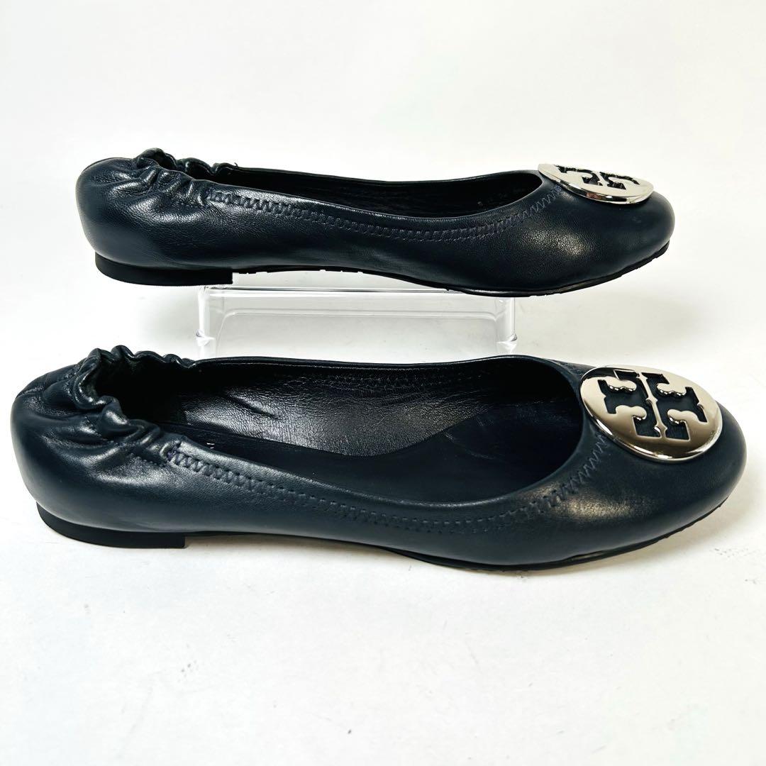 【美品】TORYBURCH トリーバーチ 8M(25) バレエシューズ ネイビー
