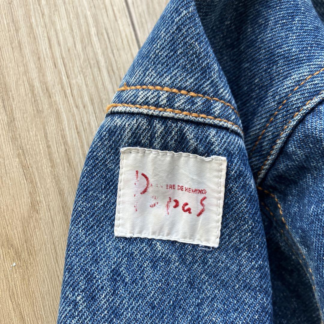 美品Papas デニムジャケット PRODUCT OF PAPAS 激レア】Papas パパス デニムジャケット Gジャン バックプリント