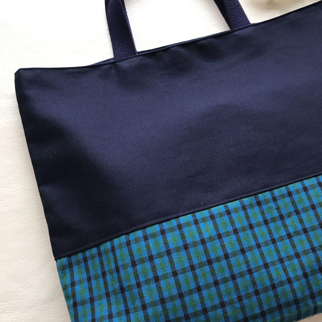 ♡AR様♡レッスンバッグ　上履き入れ　巾着　緑チェック　入園入学　ハンドメイド