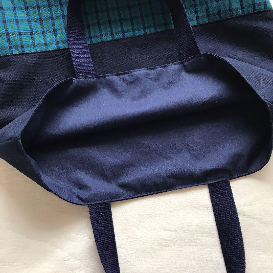♡AR様♡レッスンバッグ　上履き入れ　巾着　緑チェック　入園入学　ハンドメイド