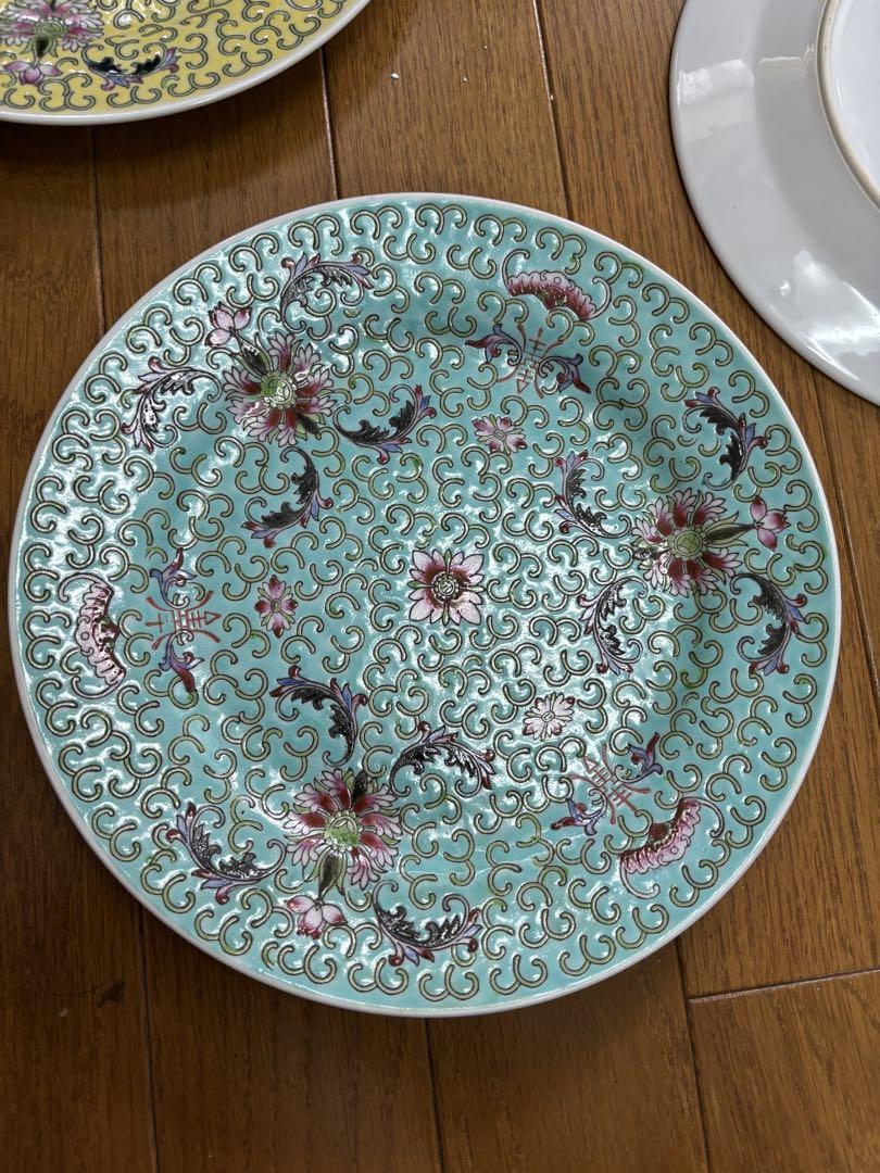 【１着でも送料無料】 花柄皿7枚セット 景徳鎮 中国 直径25cm1枚 22cm深皿1枚 23cm5枚 食器