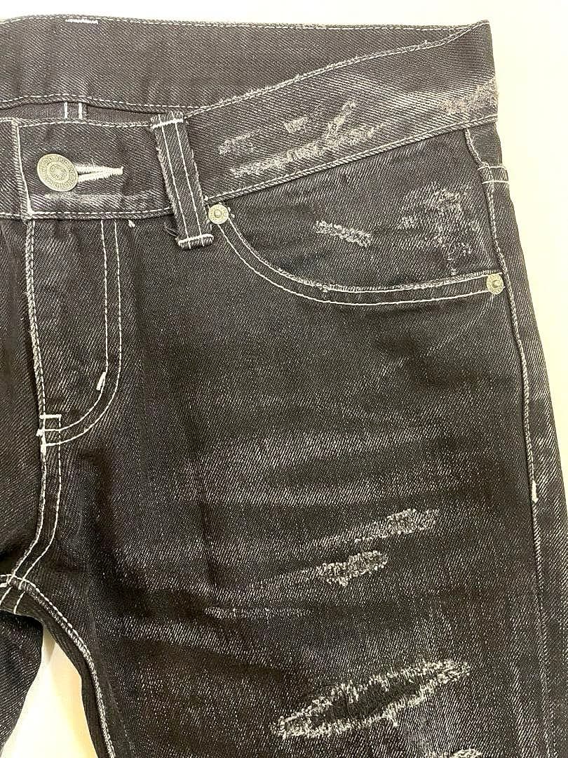 TORNADO MART ダメージ加工 シューカット ブラックデニムパンツ
