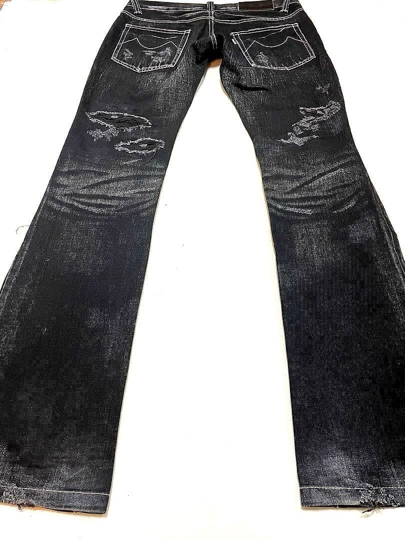 TORNADO MART ダメージ加工 シューカット ブラックデニムパンツ
