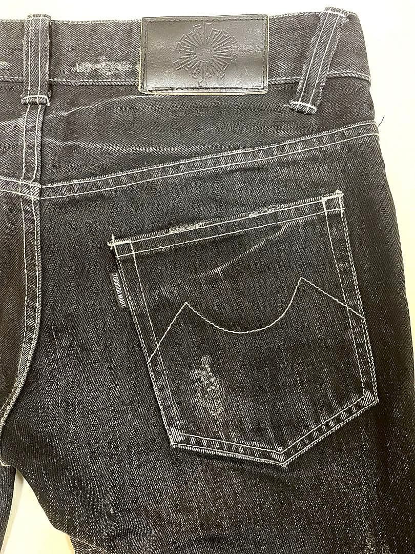 TORNADO MART ダメージ加工 シューカット ブラックデニムパンツ