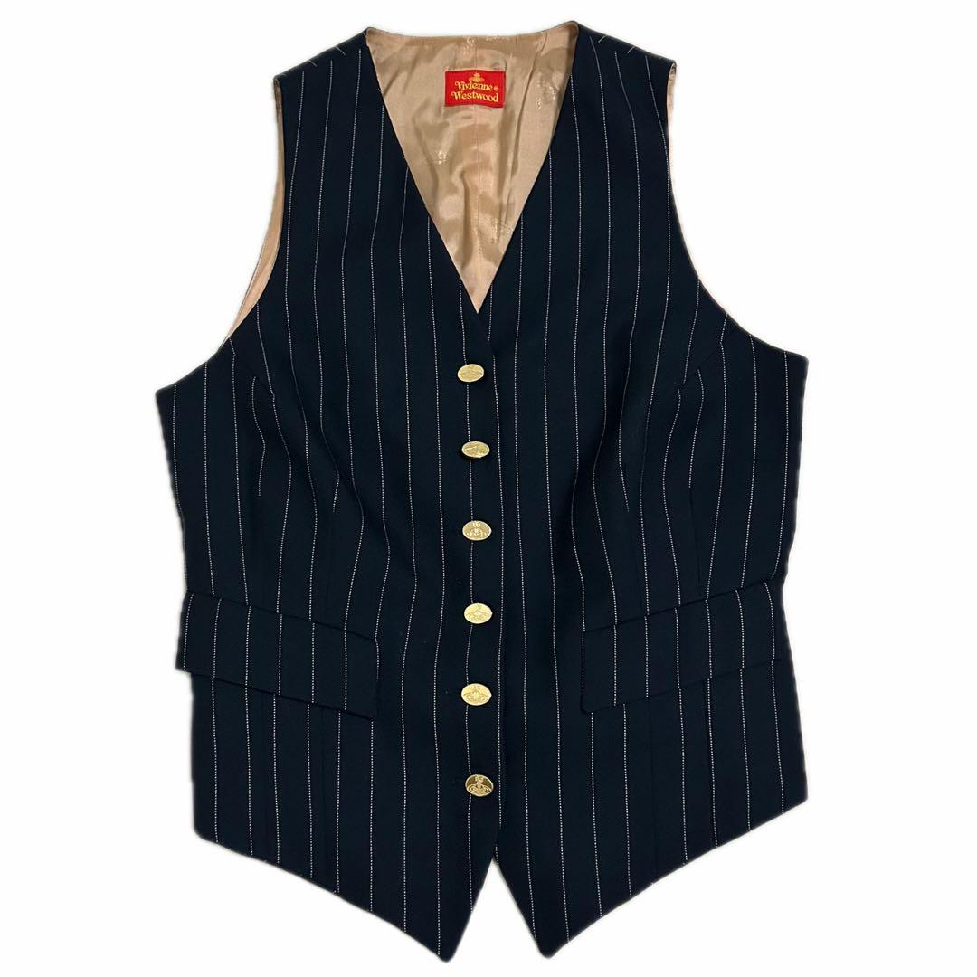 80s Vivienne Westwood 金オーブボタンストライプベスト