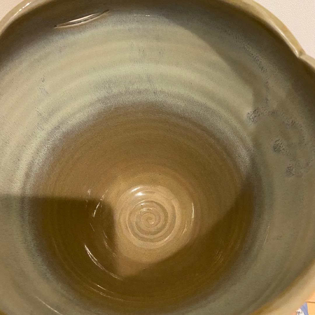 【未使用品】田原崇雄作　萩流白釉花器　萩焼　共箱共布