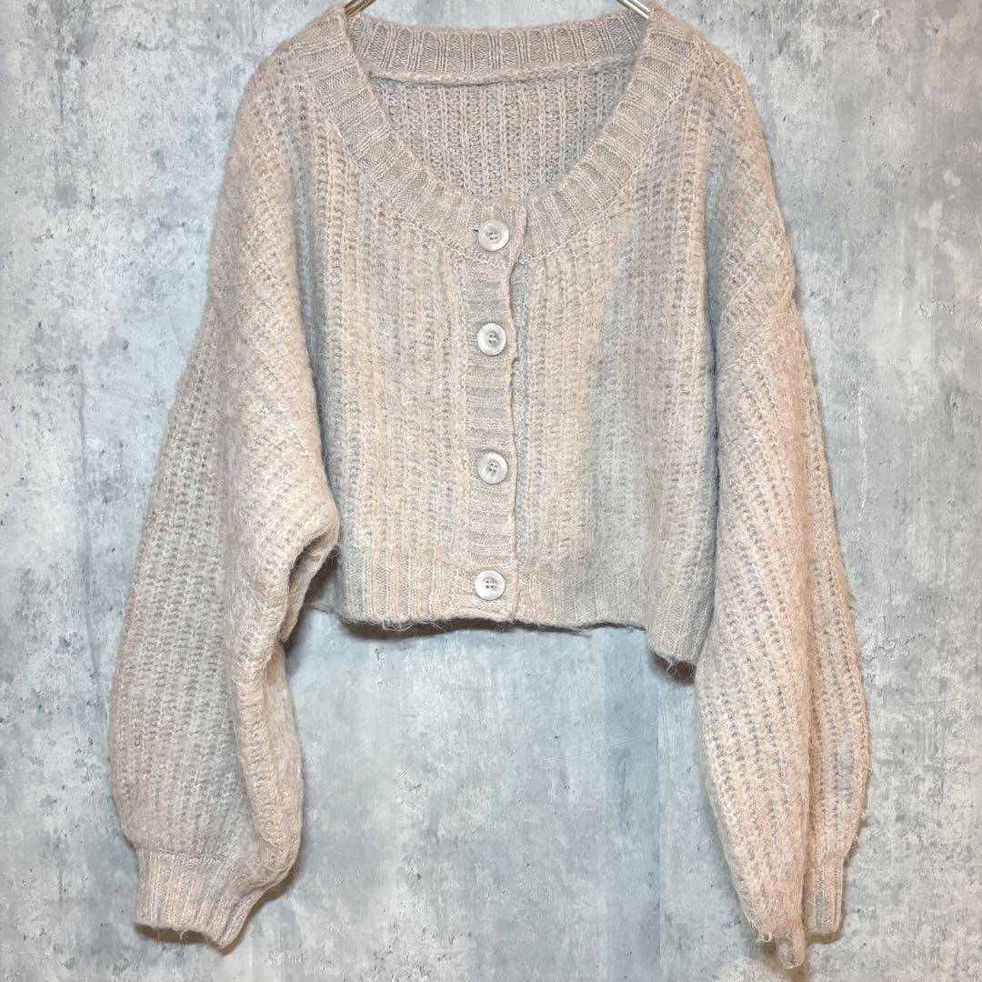 ✨万能✨ GRL グレイル 【F】 クロップドニットカーディガン ボリューム袖