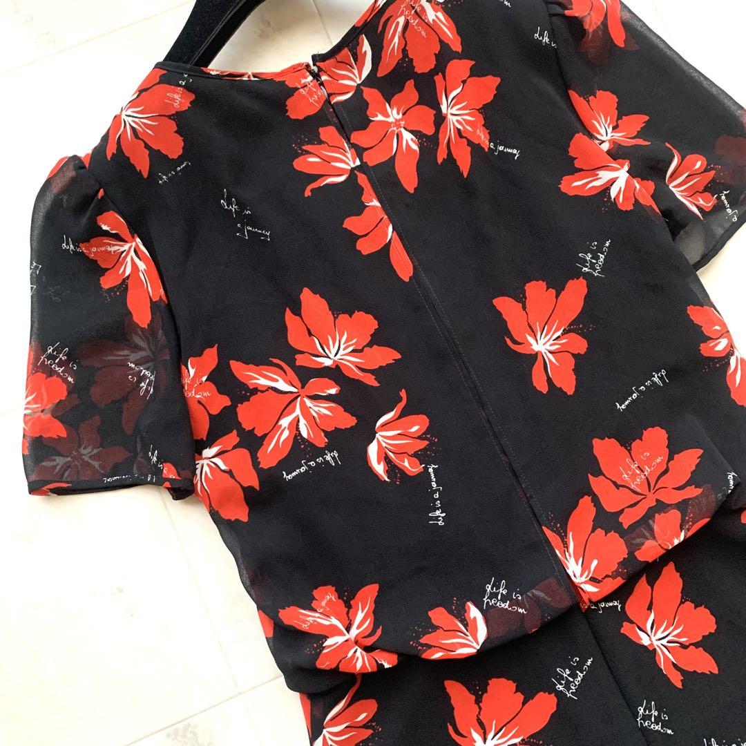 美品♡マレーラ 大きいサイズ 42 マキシ丈 ワンピース 花柄
