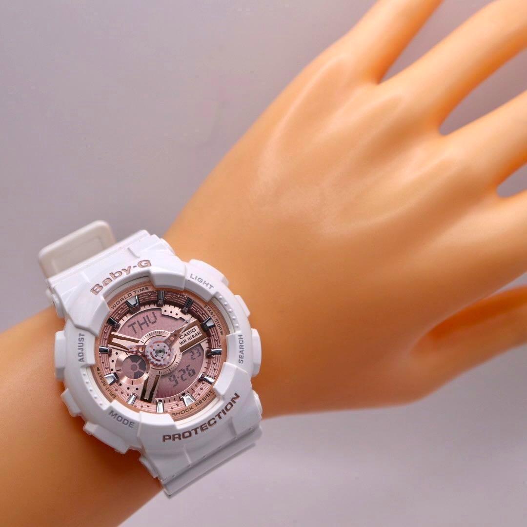 美品 CASIO Baby-G ホワイト ラウンド レディース腕時計 1083