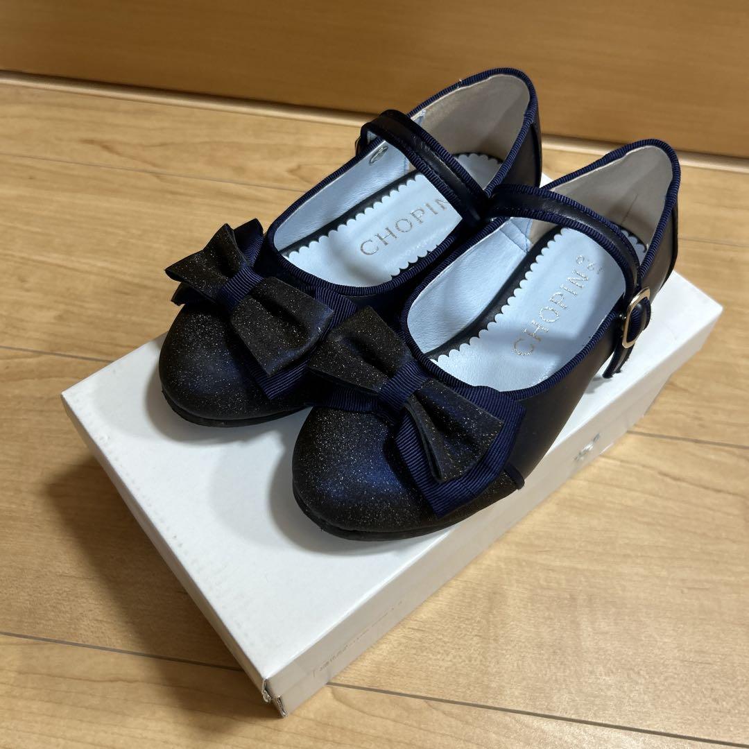 CHOPIN ネイビー ダブルリボン フォーマルシューズ 19cm