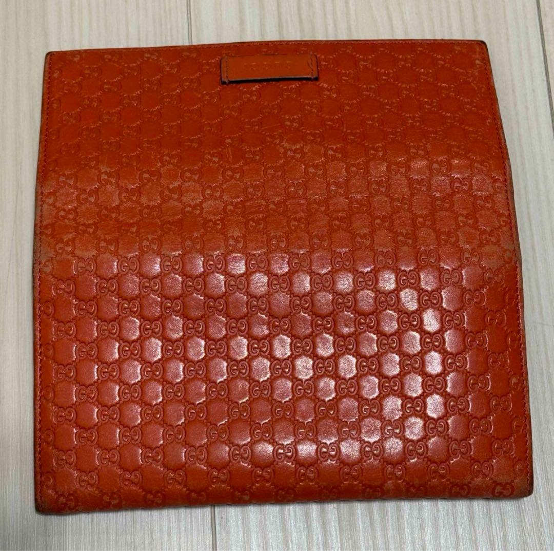 GUCCI GGパターン 長財布 マイクロシマ　オレンジ Gucci オレンジ GGパターン 長財布