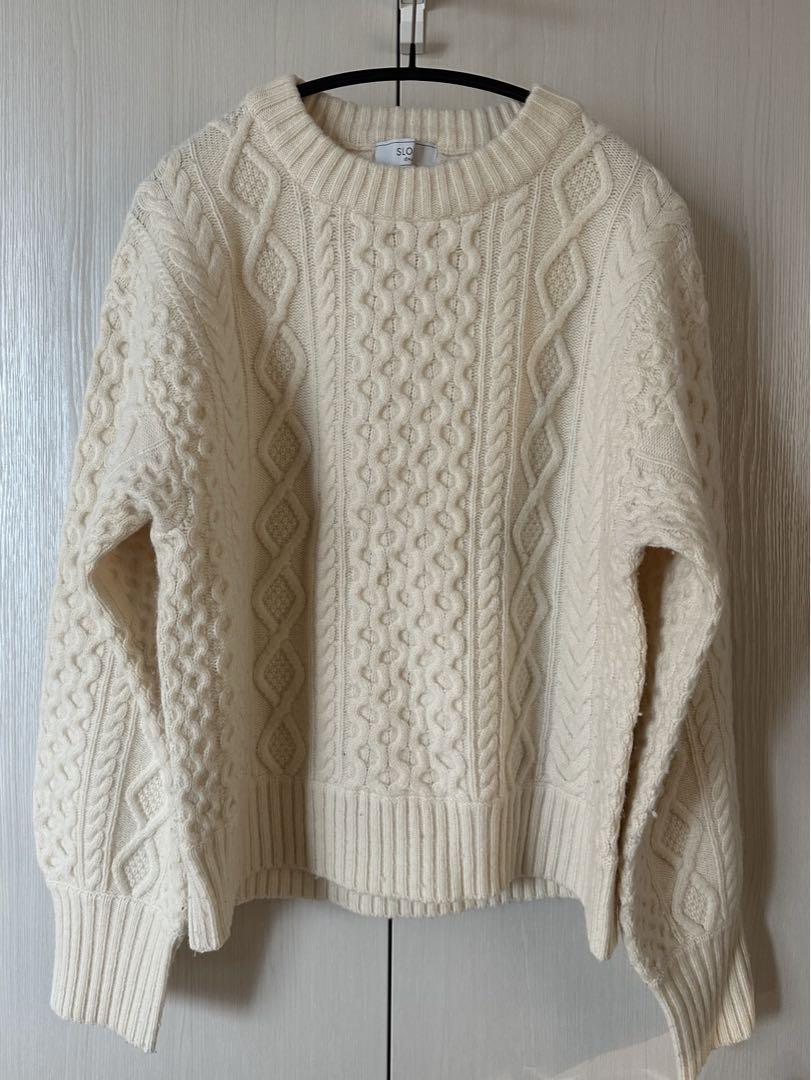 【-11/17 50%off】 SLOBE IENA ケーブルニットプルオーバー