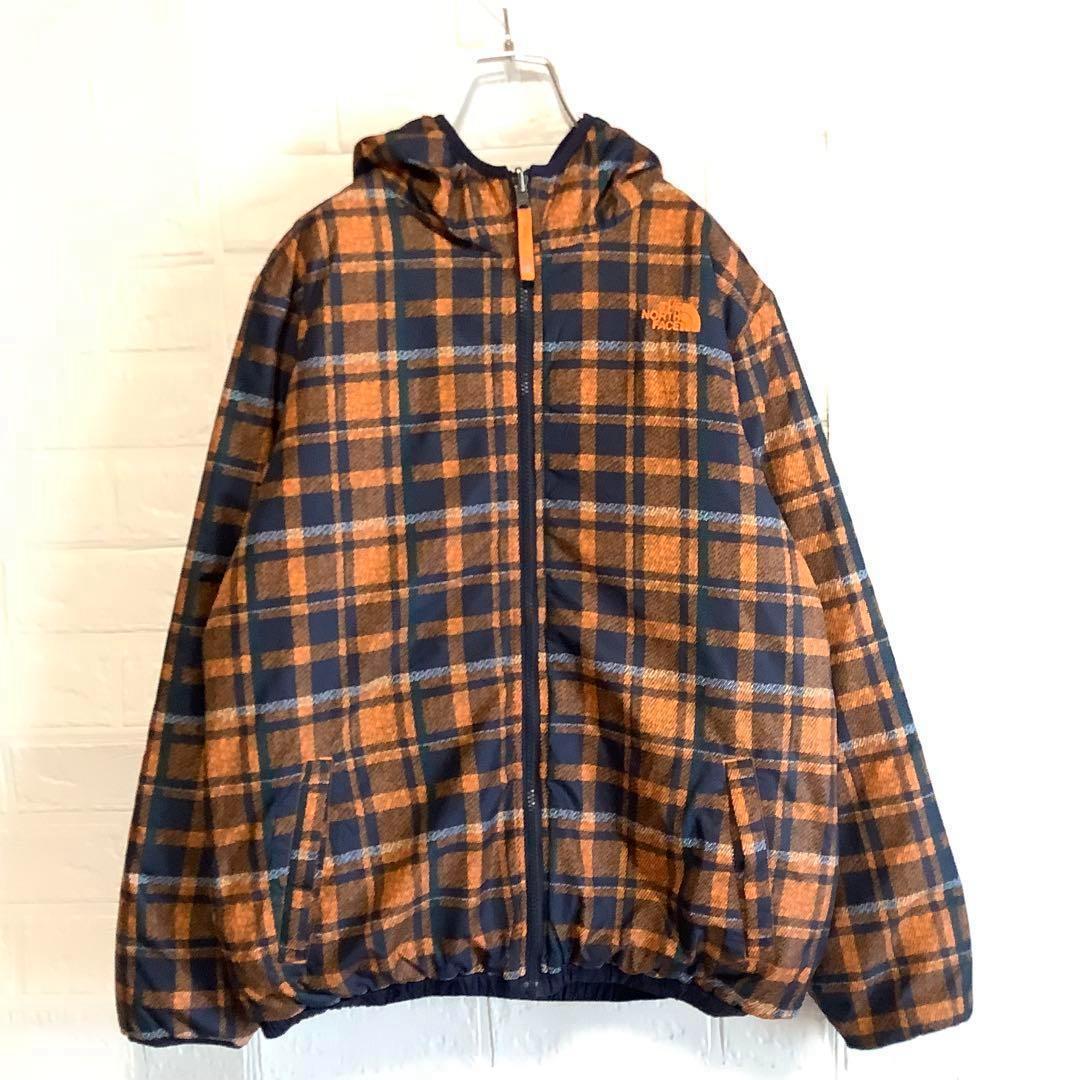 ○美品ノースフェイス リバーシブル 中綿ジャケット ダウン 刺繍ロゴ ネイビーM ○美品ノースフェイス リバーシブル 中綿ジャケット ダウン 刺繍ロゴ ネイビーM