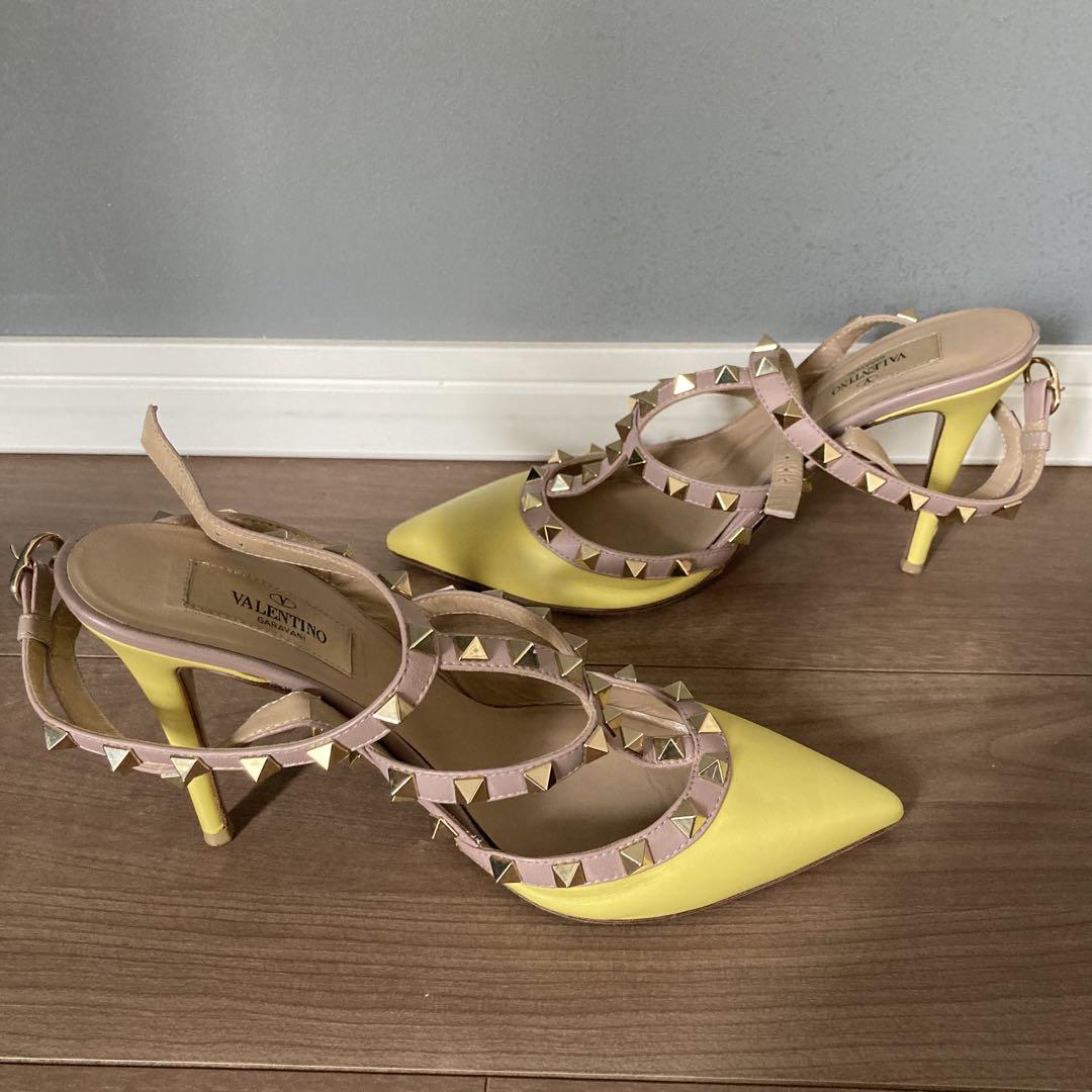 VALENTINO ヴァレンティノ パンプス ロックスタッズ 37 イエロー VALENTINO ヴァレンティノ パンプス ロックスタッズ 37 イエロー