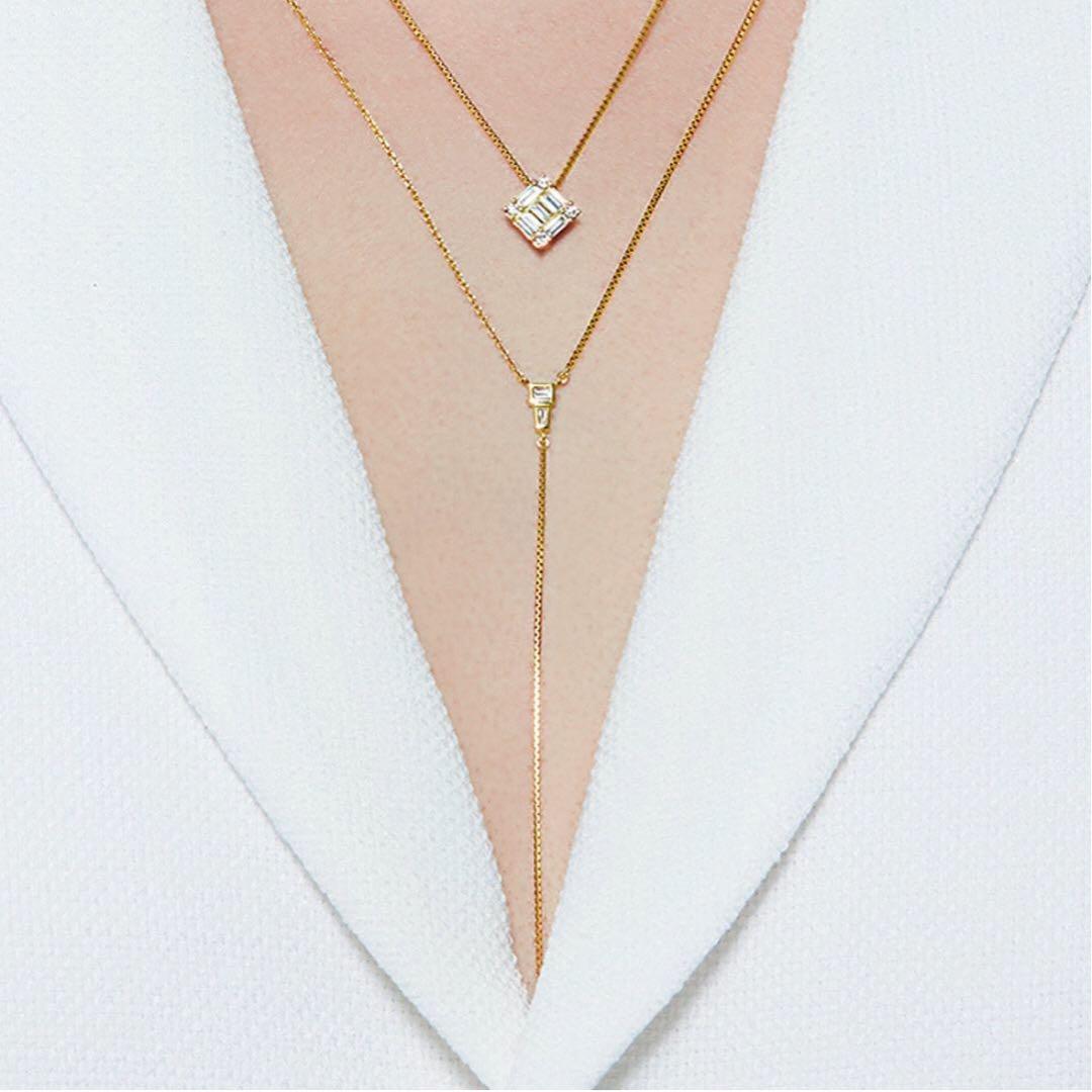一番の 未使用♡BELLESIORA♡ダイヤモンドY字チェーンK18ネックレス アクセサリー