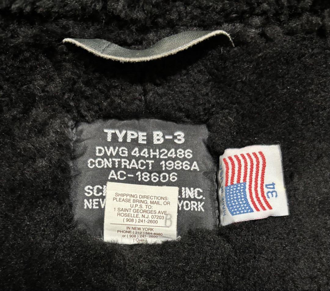 schott ショット typeB-3 オールブラックUSA ボンバージャケット