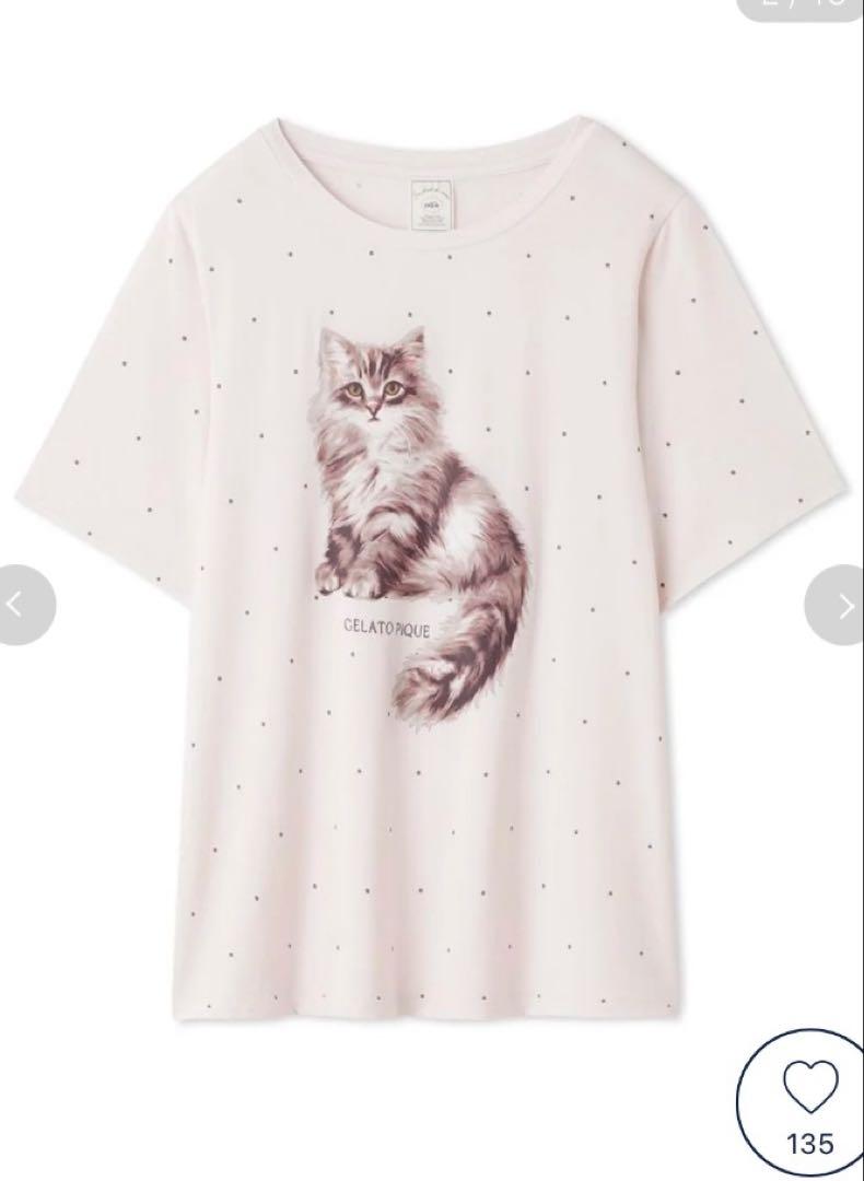 ジェラートピケ ネコ　Tシャツ