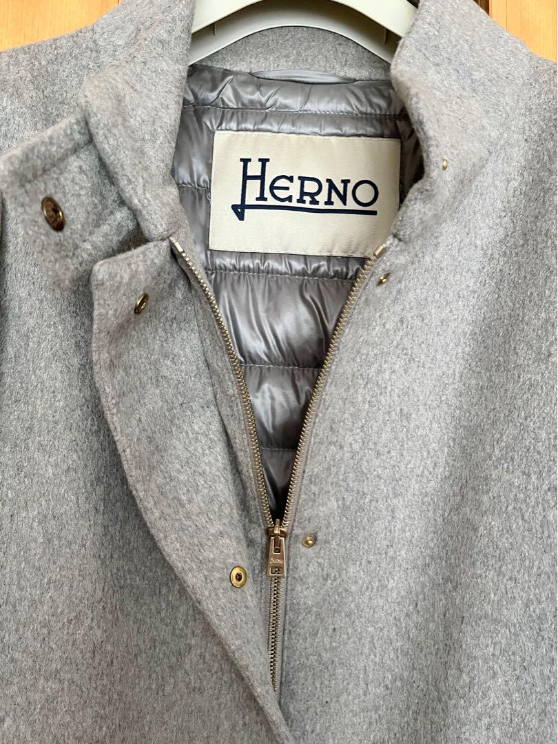 ヘルノ HERNO カシミヤ布帛x内側ダウンのコート