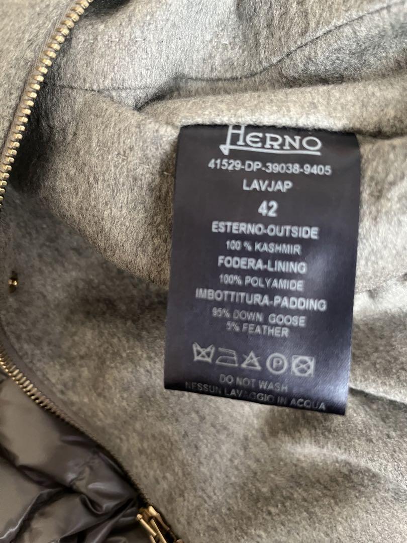 ヘルノ HERNO カシミヤ布帛x内側ダウンのコート