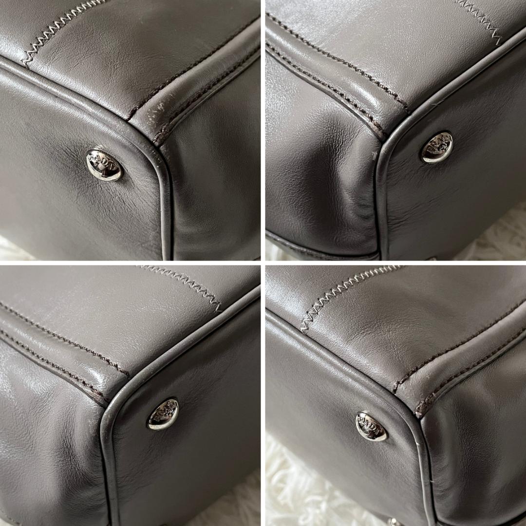 PRADA プラダ カナパ レザー 2way ハンドバッグ ショルダー グレー