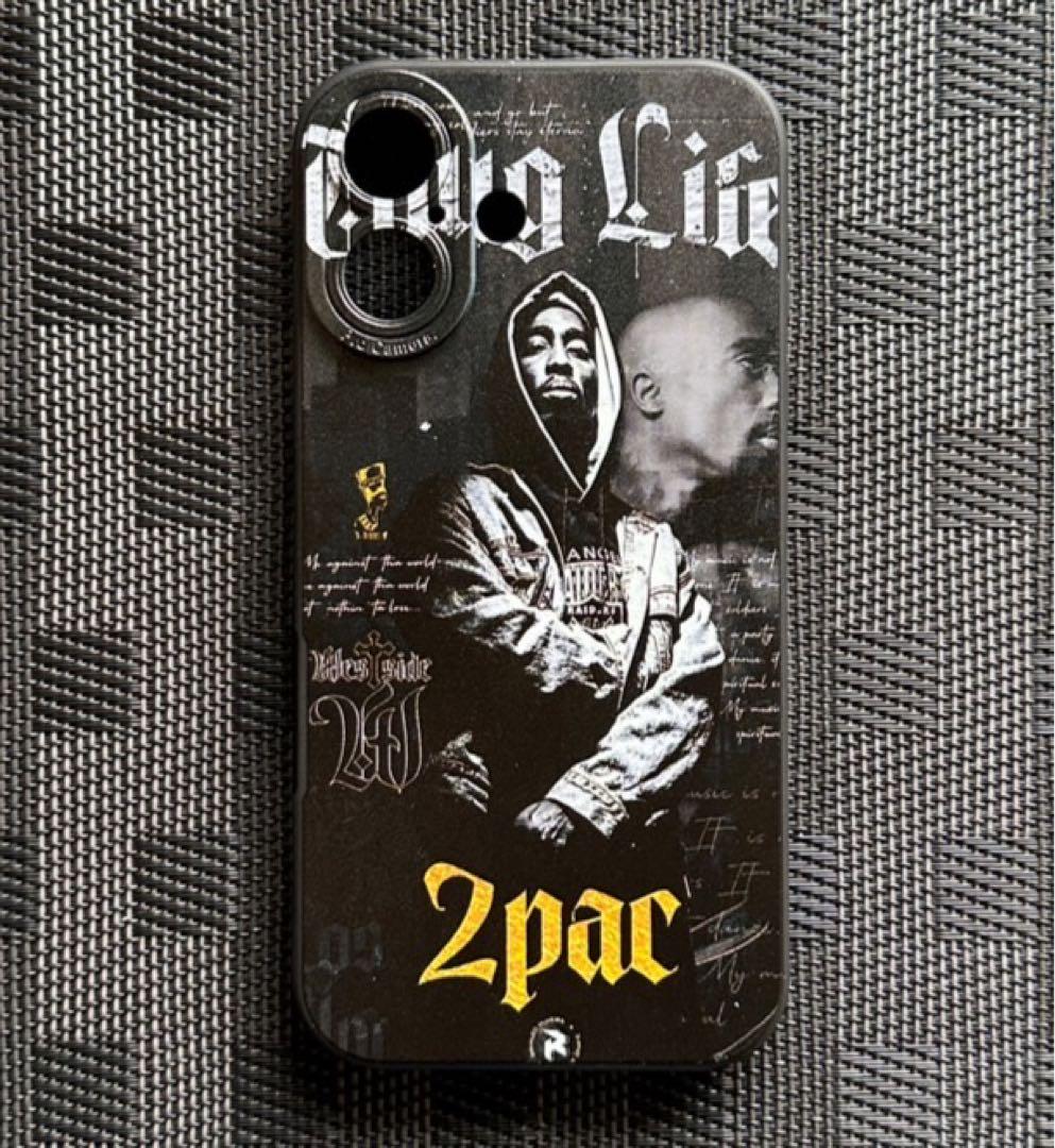 2pac iPhone16 スマホケース　ブラック ヒップホップ　ストリート