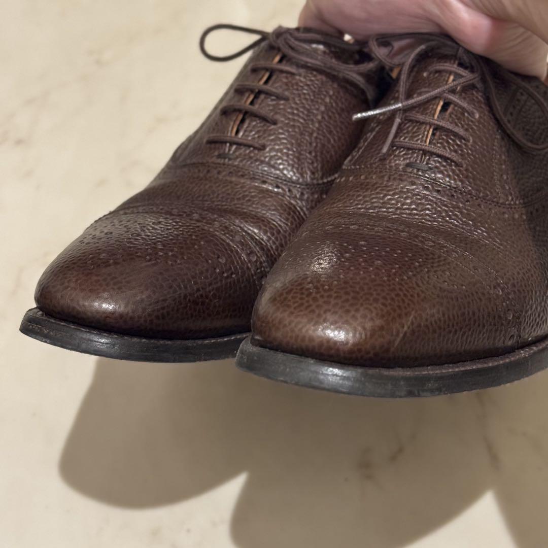 【美品】SCOTCH GRAIN 24.5cm 内羽根 セミブローグ ブラウン