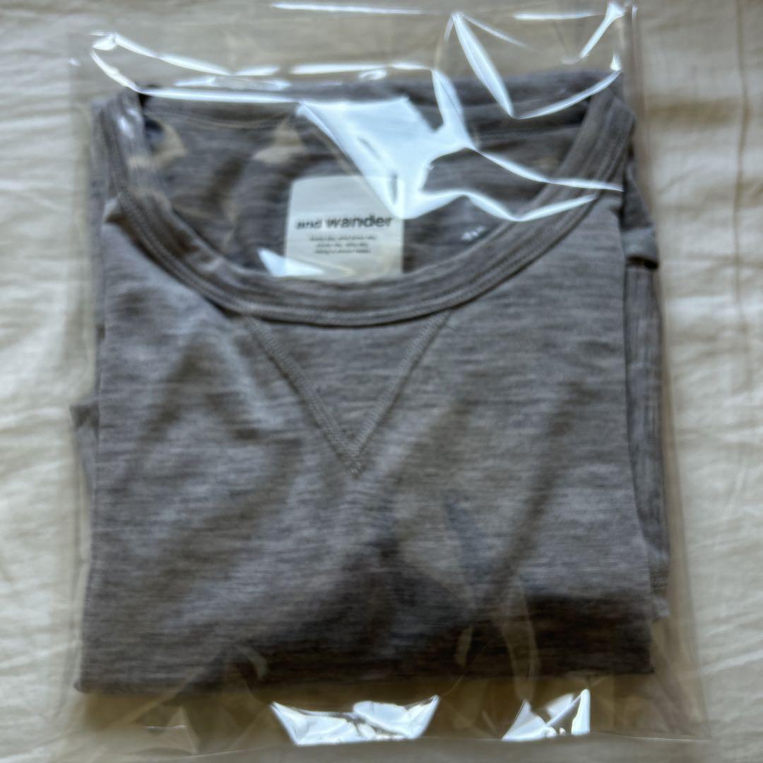 and wander メリノウール長袖Tシャツ グレー レディース0（M ）