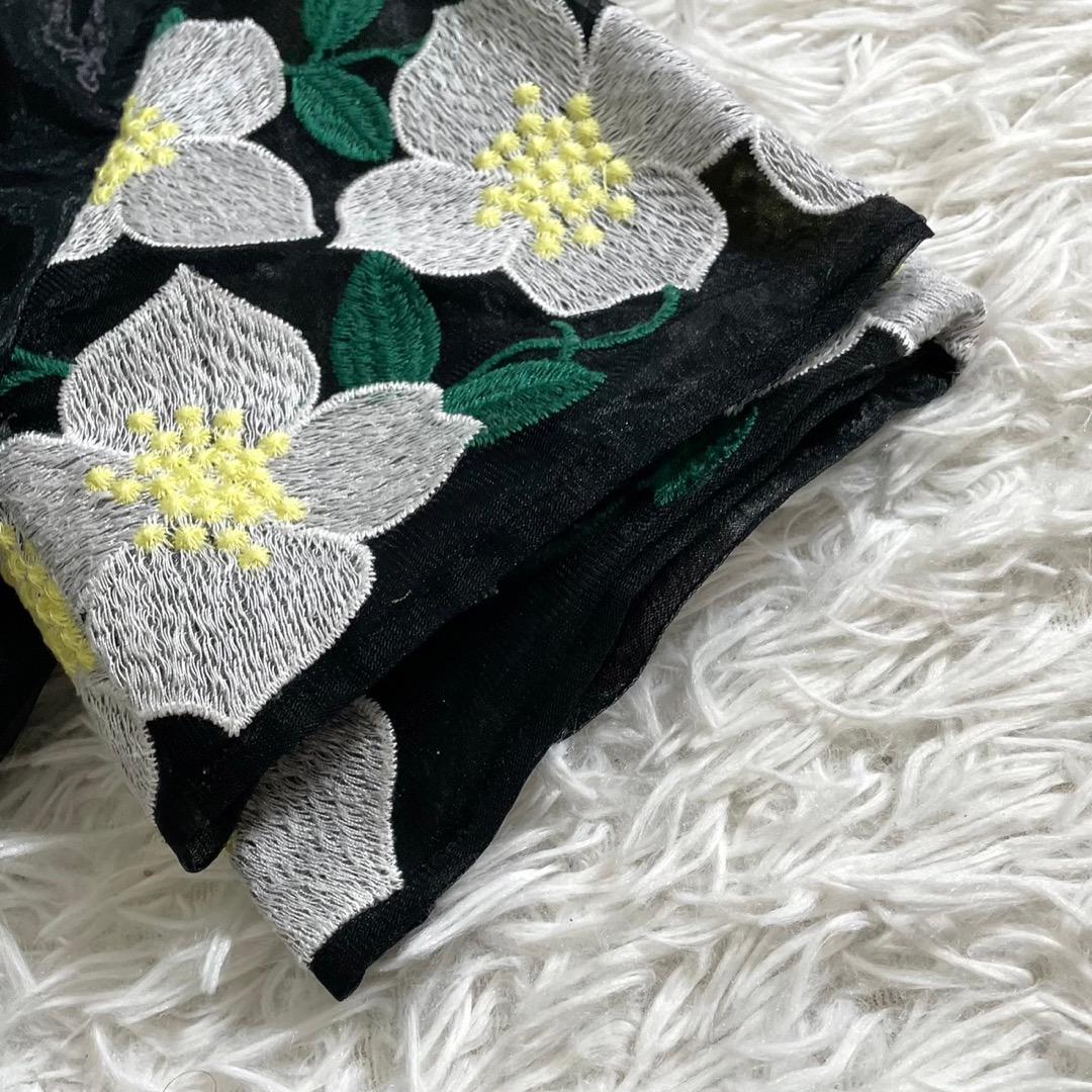 Chesty チェスティ ワンピース 花柄刺繍レース 黒 chesty チェスティ チュール ロング ワンピース 切替 刺繍 花柄