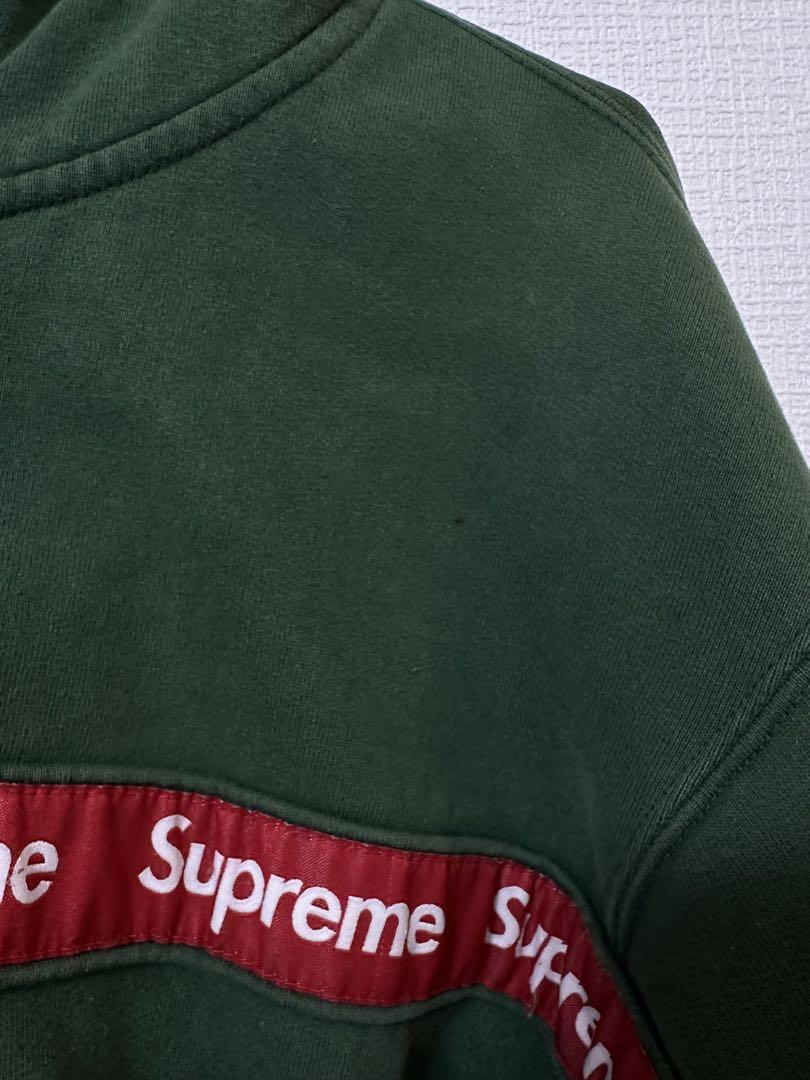 早い者勝ち】Supreme text stripe zip up パーカー