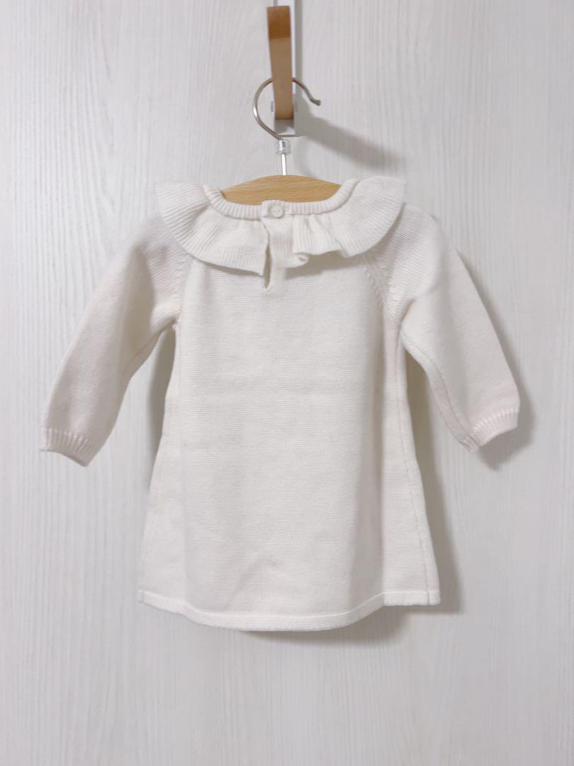 【新品】jacadi 2024フリル襟ニットワンピース　24M
