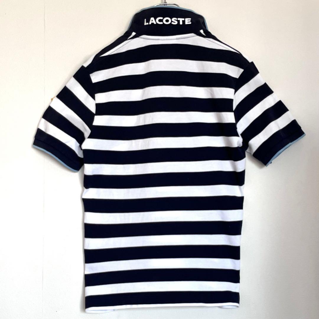 レディース] ラコステ ボーダー ポロシャツ ベロア ネイビーxホワイト [LACOSTE]