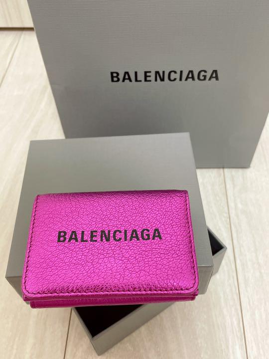 BALENCIAGA バレンシアガ ミニウォレット 財布 ロゴピンク