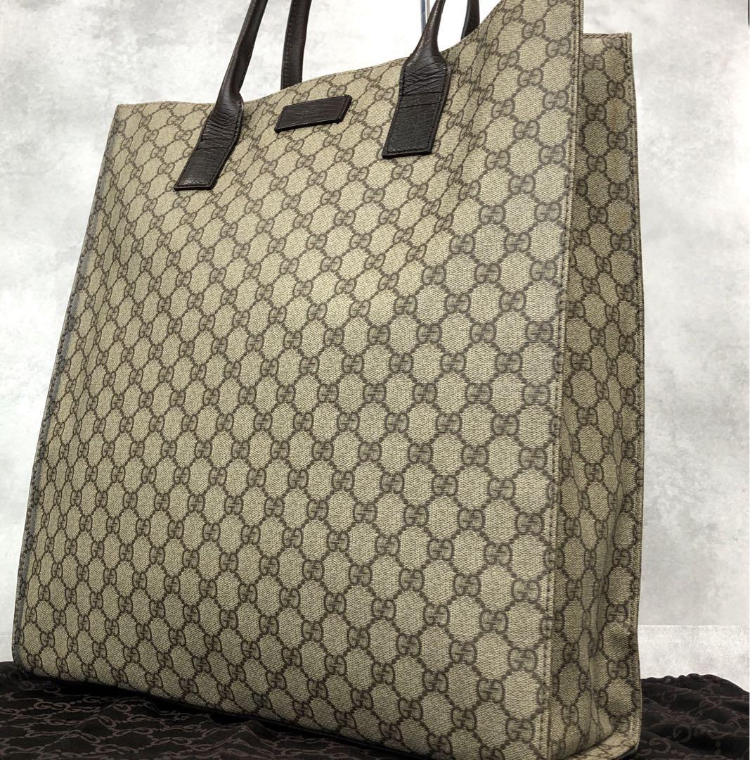 美品 グッチ トートバッグ GG スプリーム A4可 ビジネス ベージュ GUCCI グッチ バッグ メンズ レディース トートバッグ