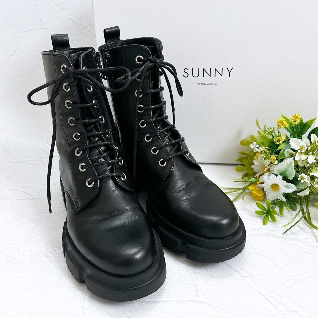 PELLICO SUNNY ヴェラール コンバットブーツ レースアップ 黒